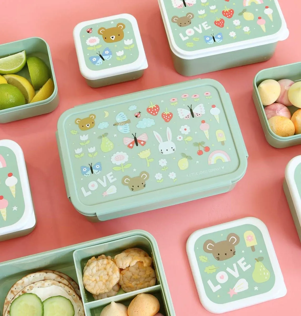 A Little Lovely Company Joy bento lunchbox mintgroen 2-vaks