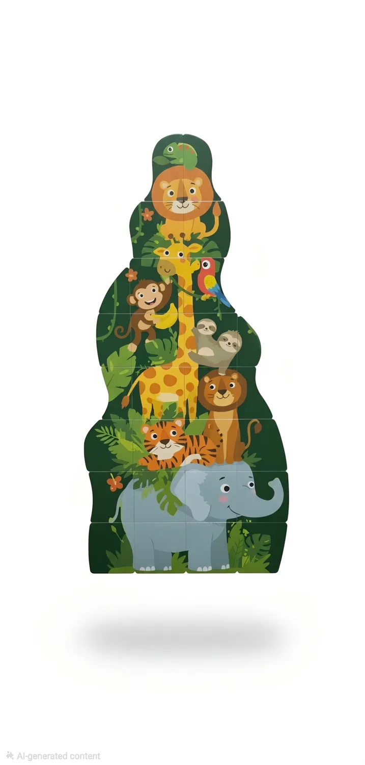 Kinderly Baby Dierenrijk torenpuzzel magnetisch 27 stuks