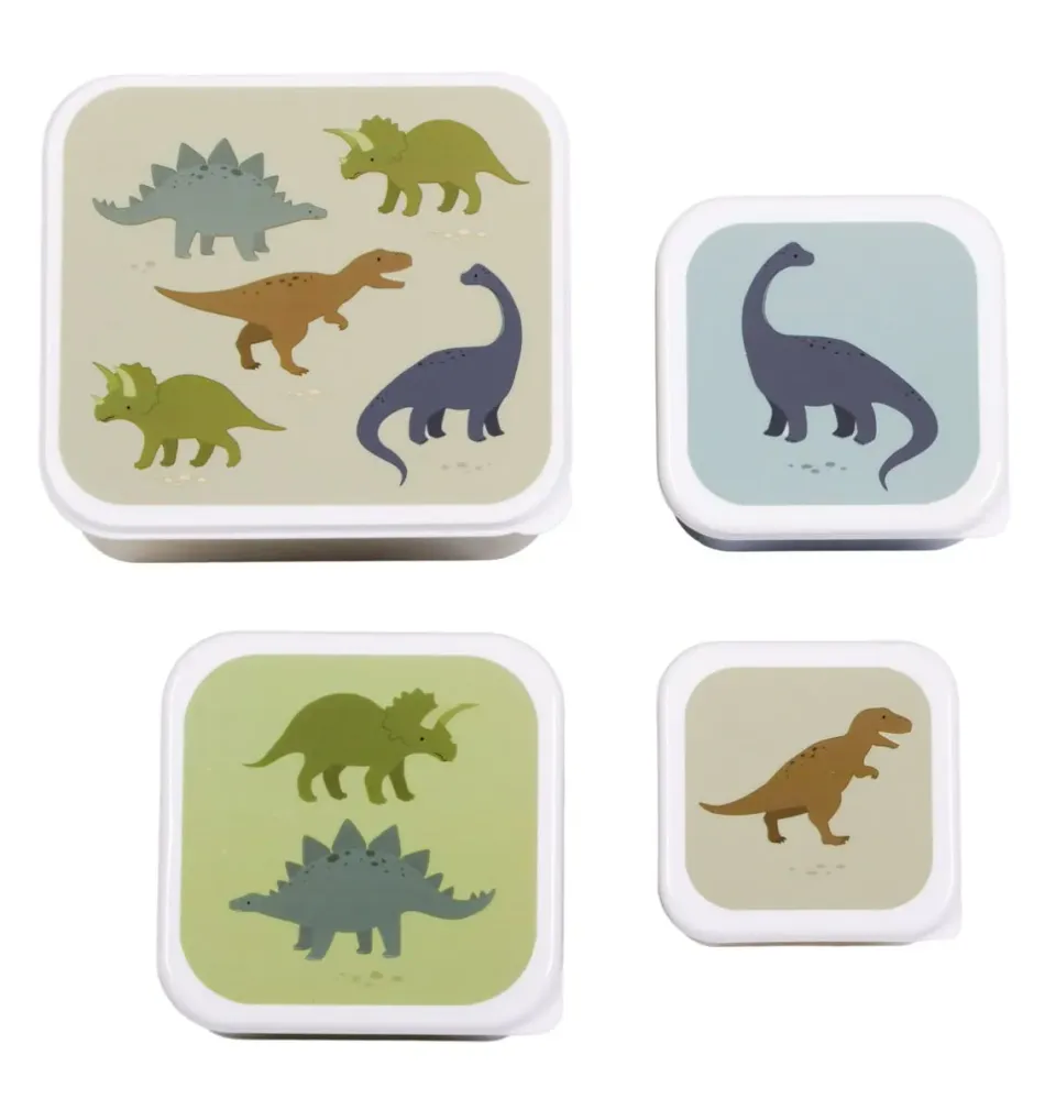 A Little Lovely Company Dinosaurussen lunch snackbox set 4-delig