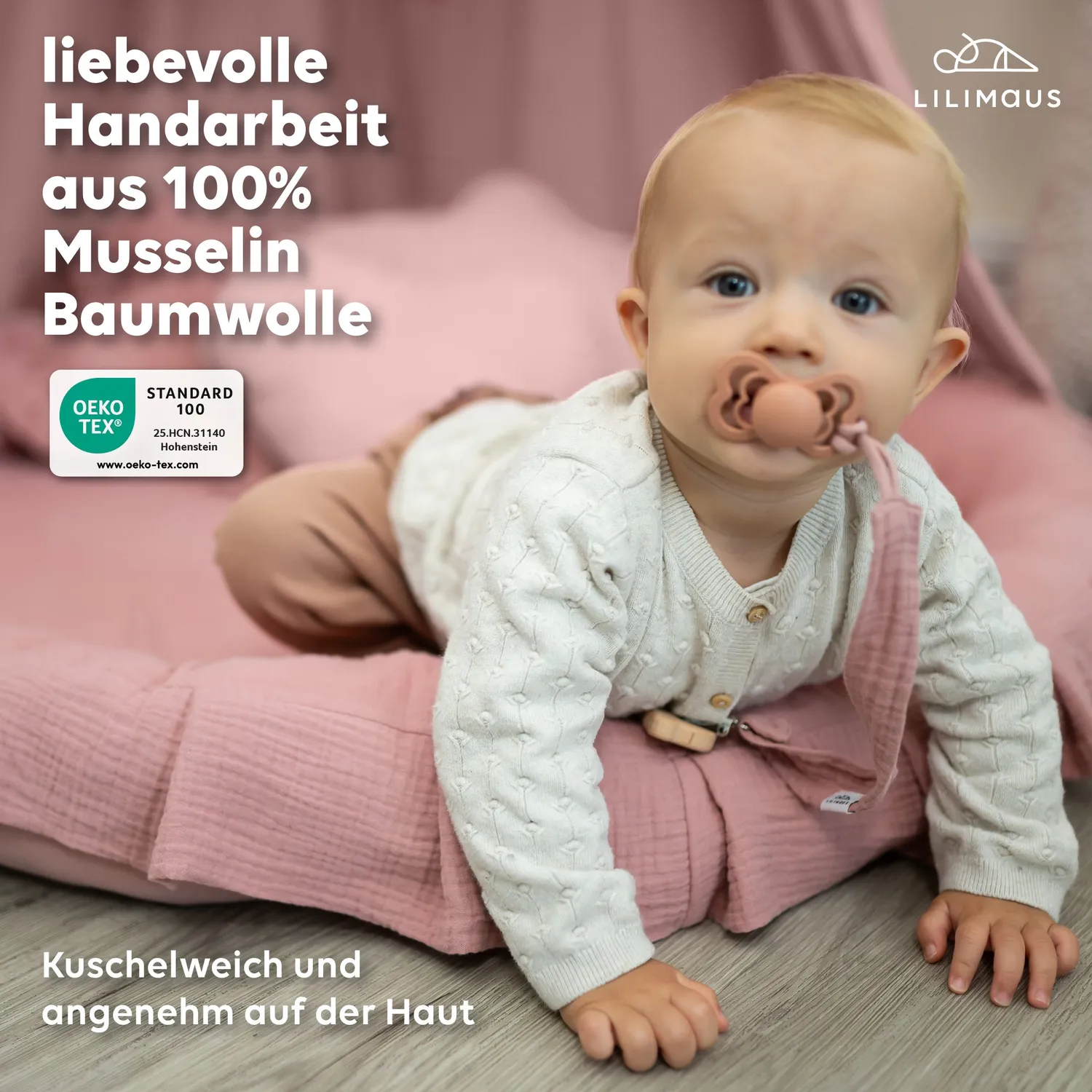 Lilimaus Bodenkissen Vloerkussen Mousseline Creme met Ruches