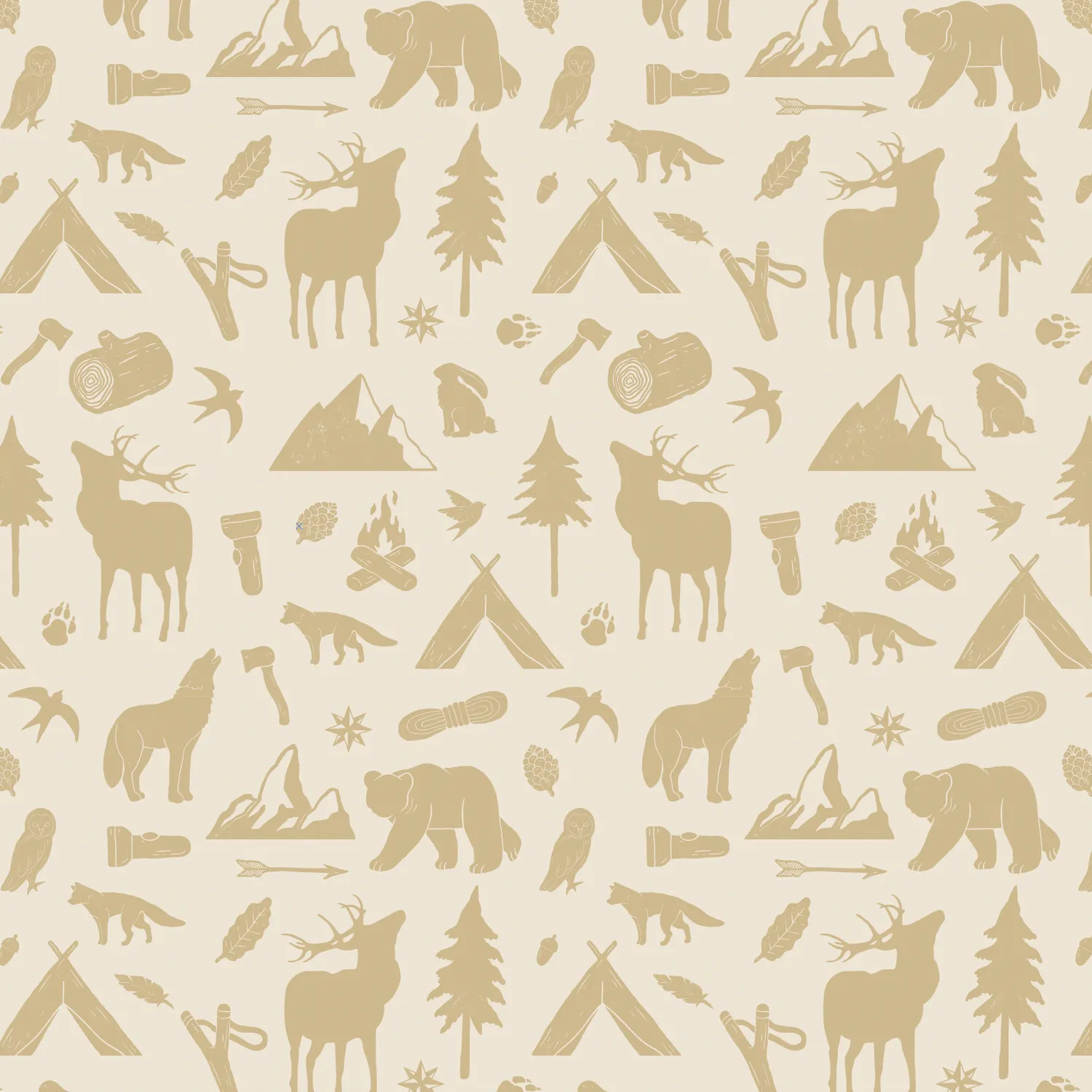 Little Amour Wild Forest behang 1 rol okergeel