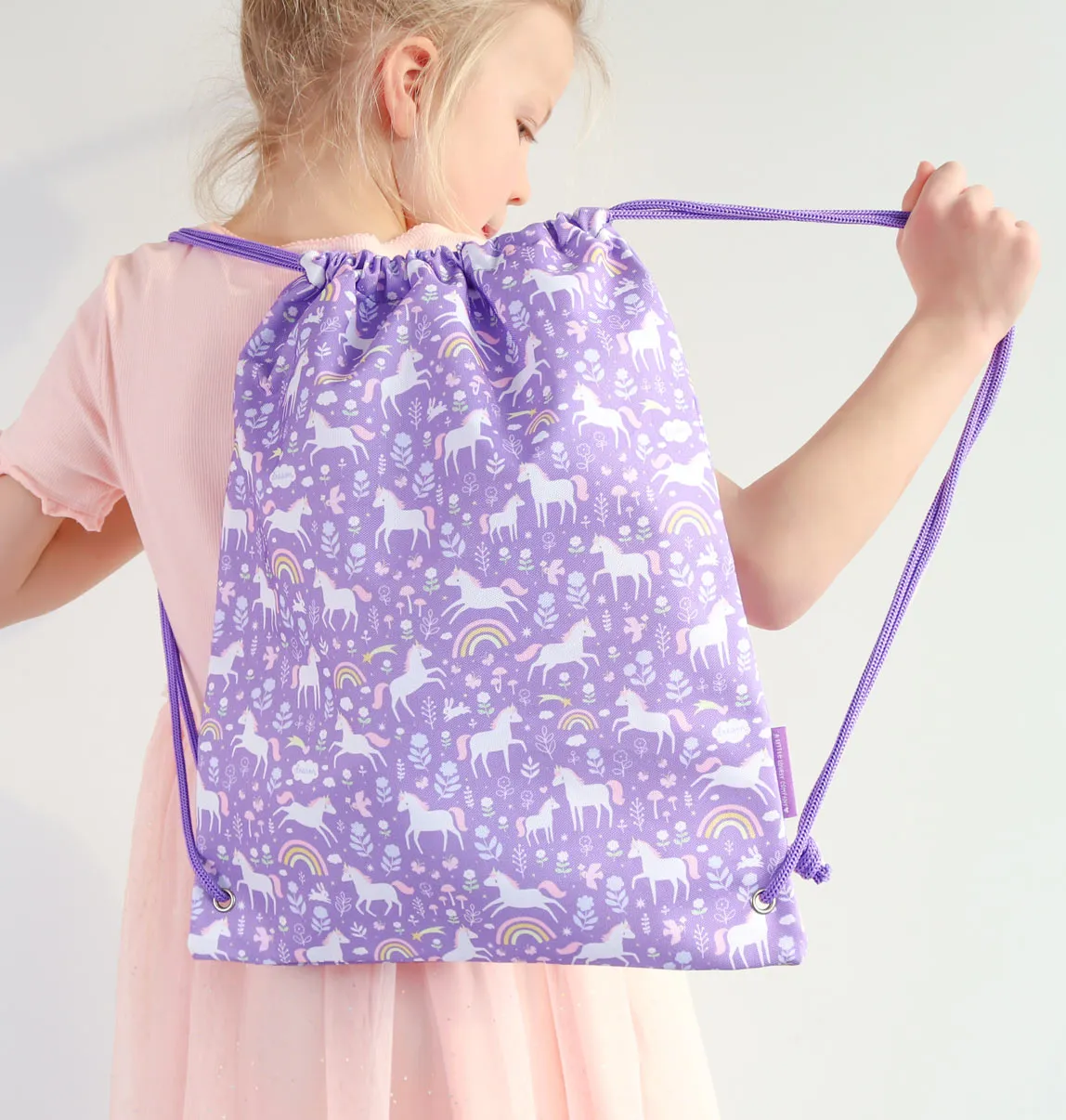 A Little Lovely Company Unicorn Dreams gymtas paars met ritsvak