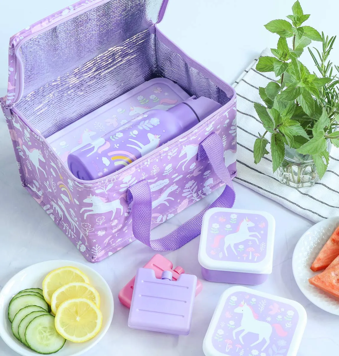 A Little Lovely Company Unicorn Dreams koeltasje paars
