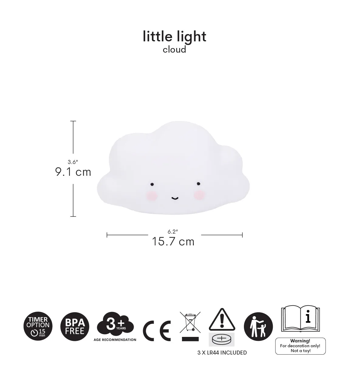 A Little Lovely Company Little Light wolk nachtlampje timer