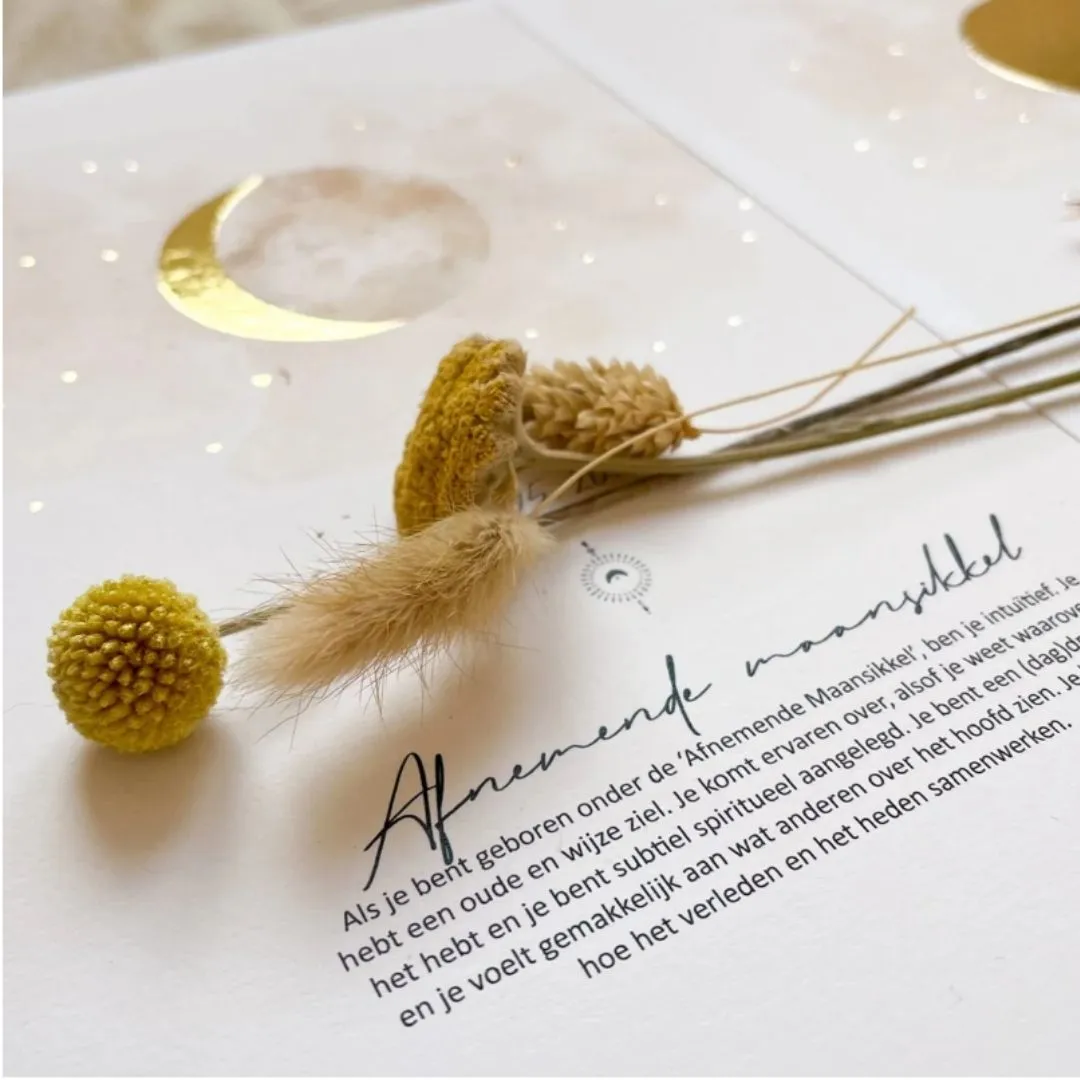Lori & Cookie Kidsdeco Maanposter beige A4 persoonlijk goudfolie