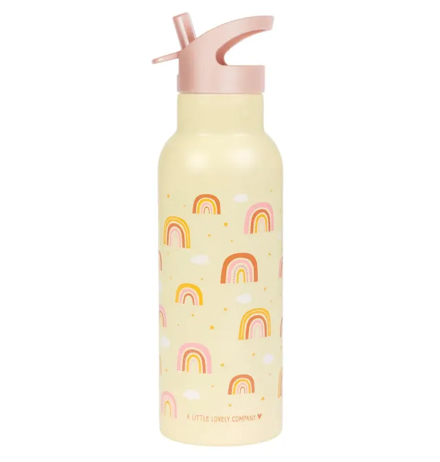 A Little Lovely Company XL RVS drinkfles regenbogen 500 ml dubbelwandig