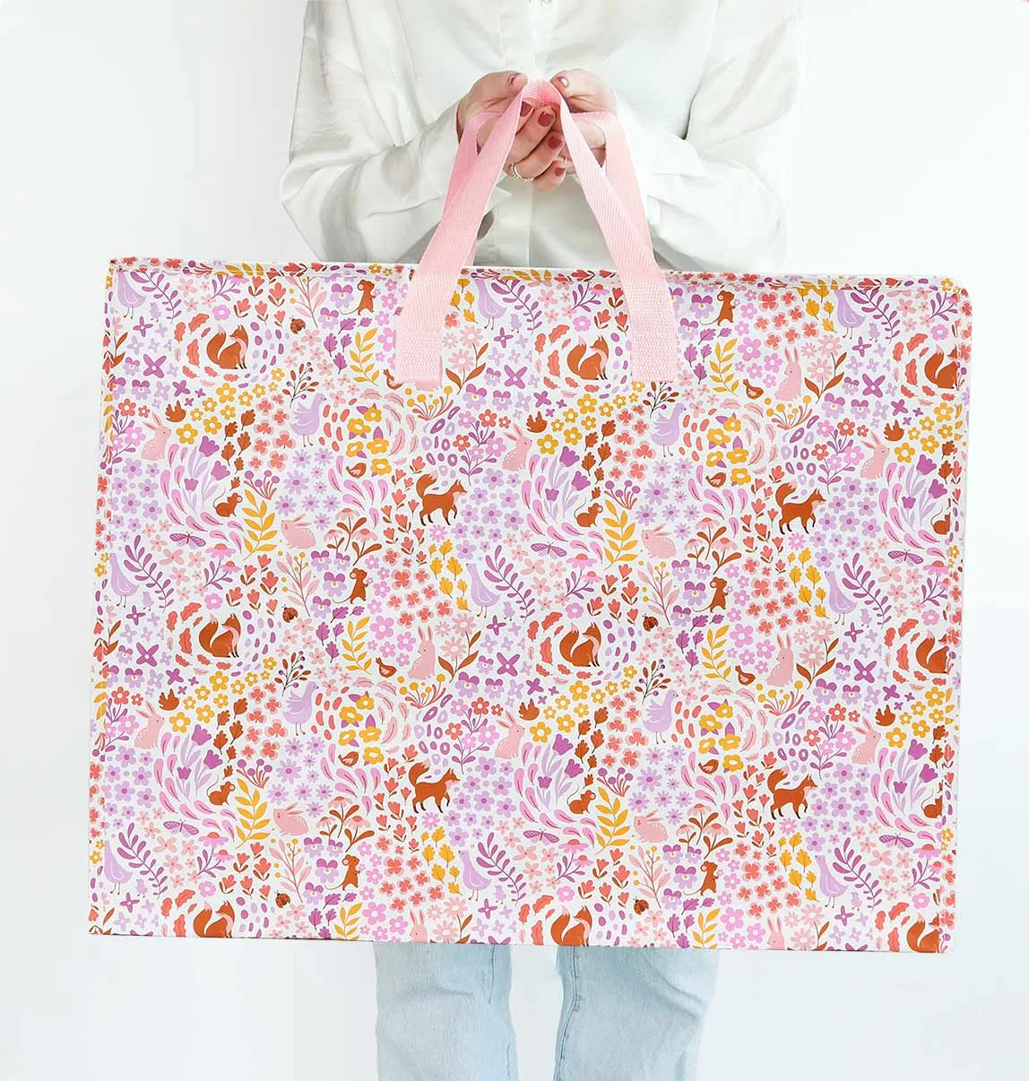 A Little Lovely Company Bloementuin XL opbergtas lila rits