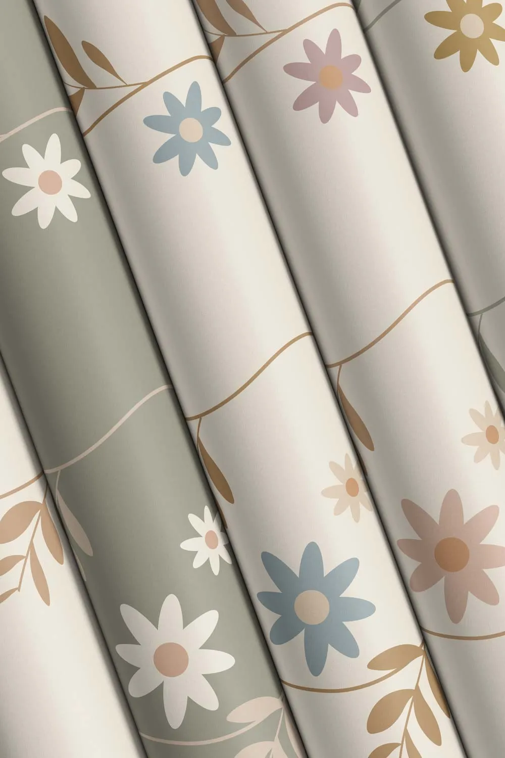 Little Amour Daisy bloemenbehang groen 1 rol
