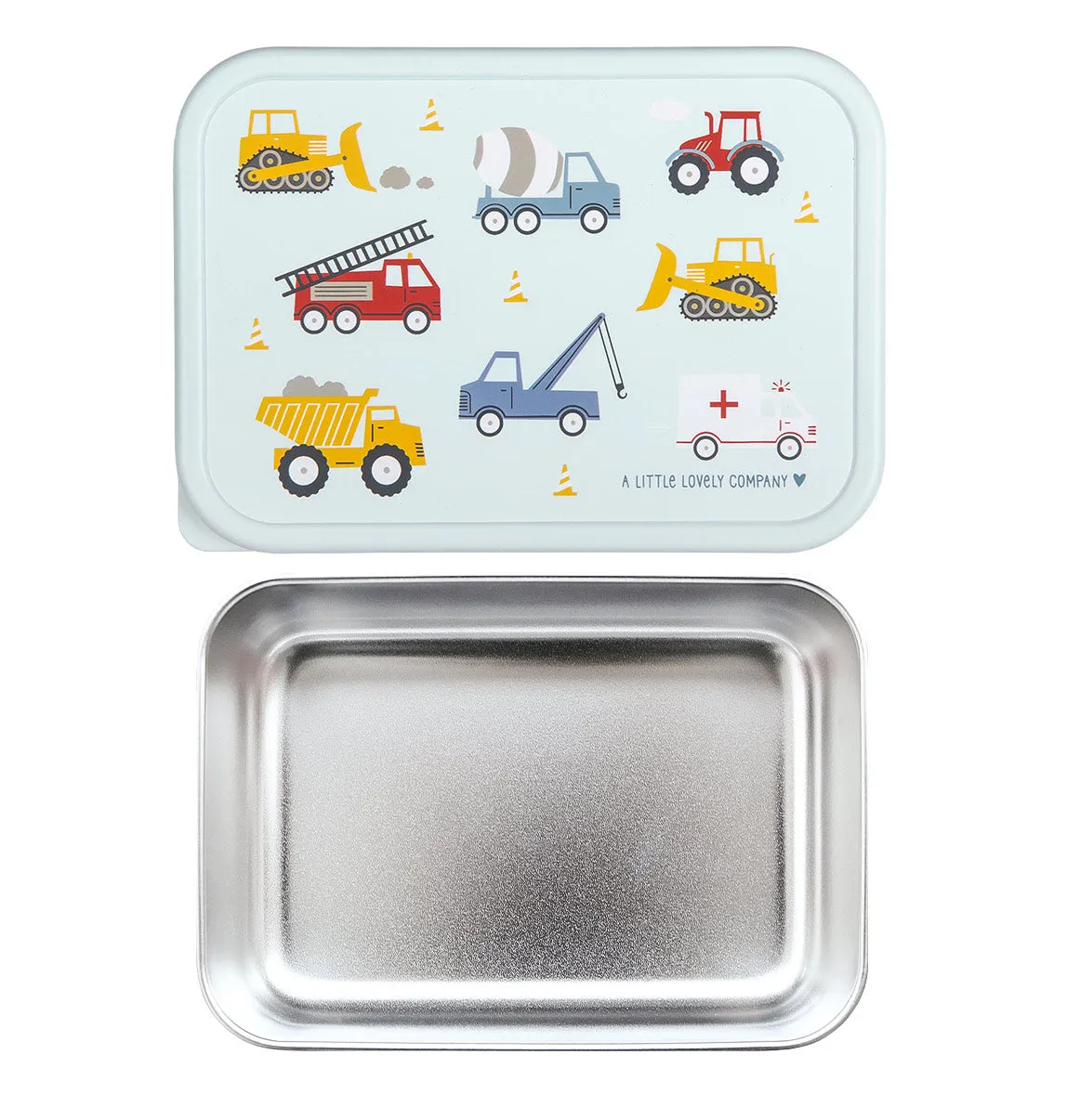 A Little Lovely Company Voertuigen RVS lunchbox lichtgewicht