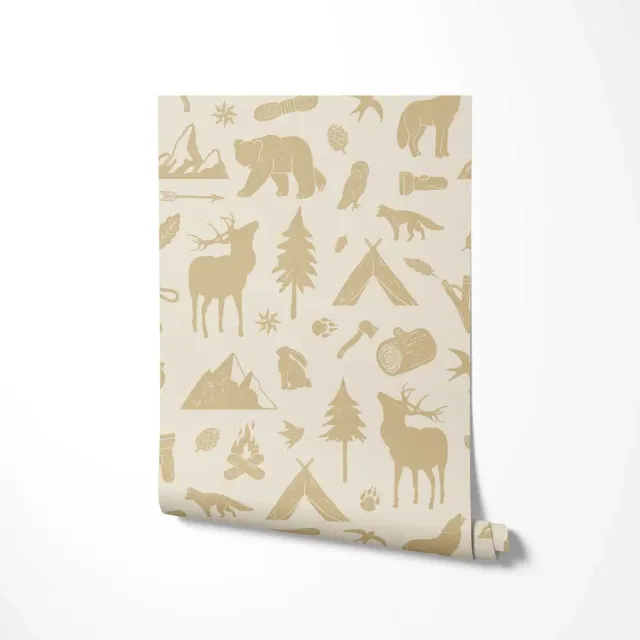 Little Amour Wild Forest behang 1 rol okergeel
