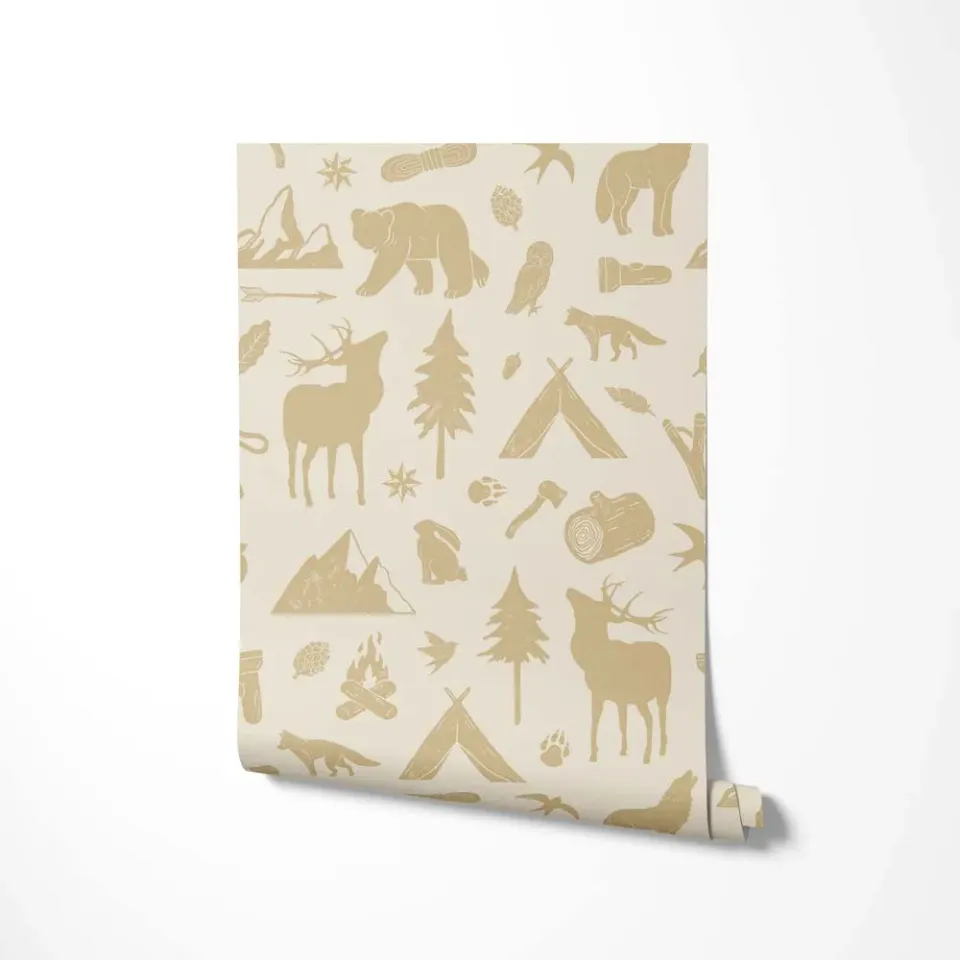 Little Amour Wild Forest behang 1 rol okergeel