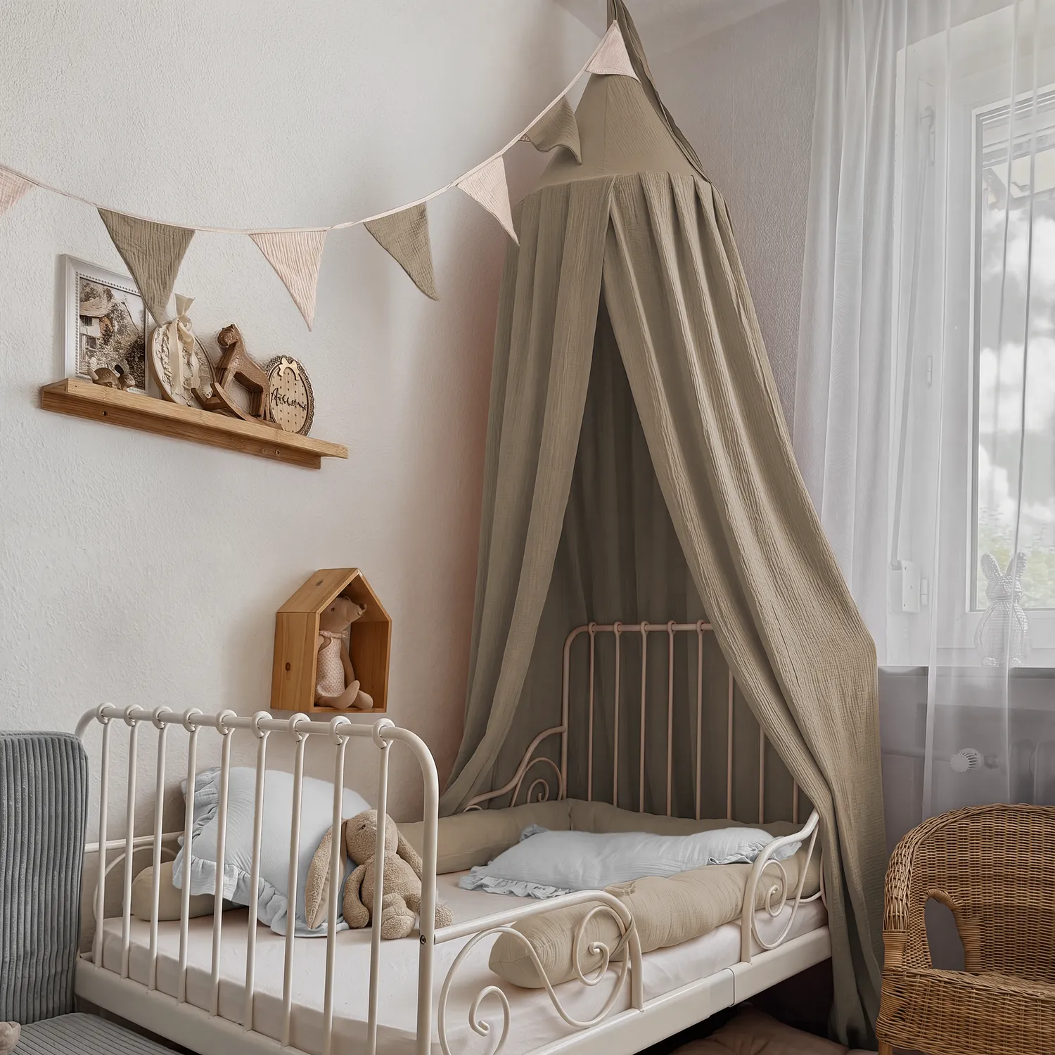 Lilimaus Bodenbett Set baldakijnset met slang muslin
