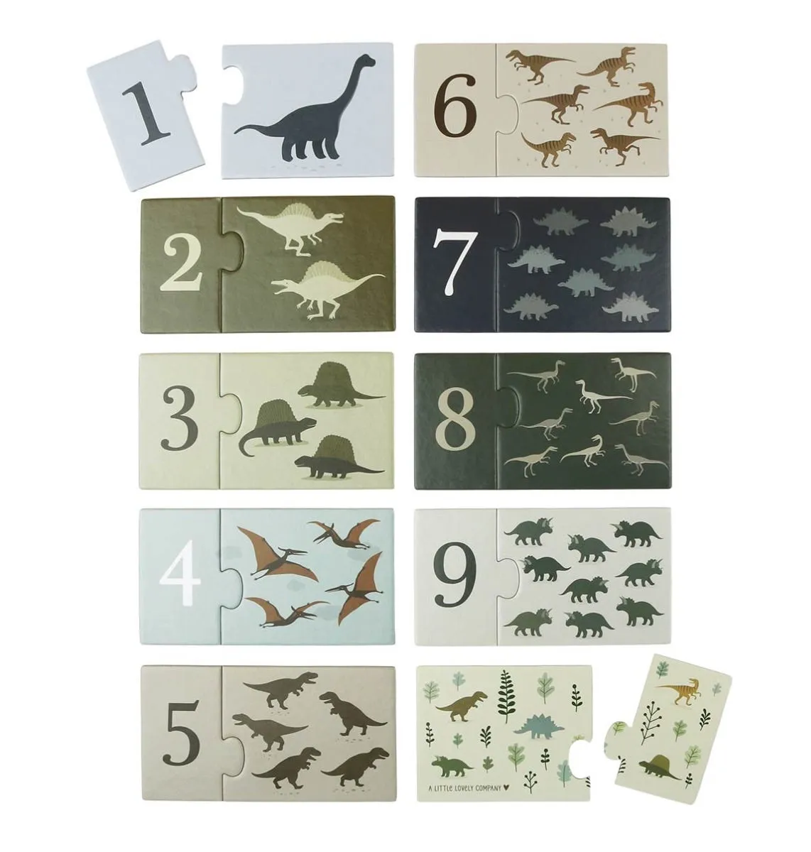 A Little Lovely Company Dinosaurussen telpuzzel 10 puzzels karton