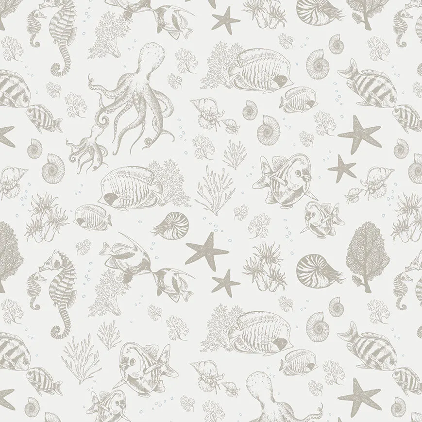Little Amour Little Underwater World behang bruin 1 rol vissen