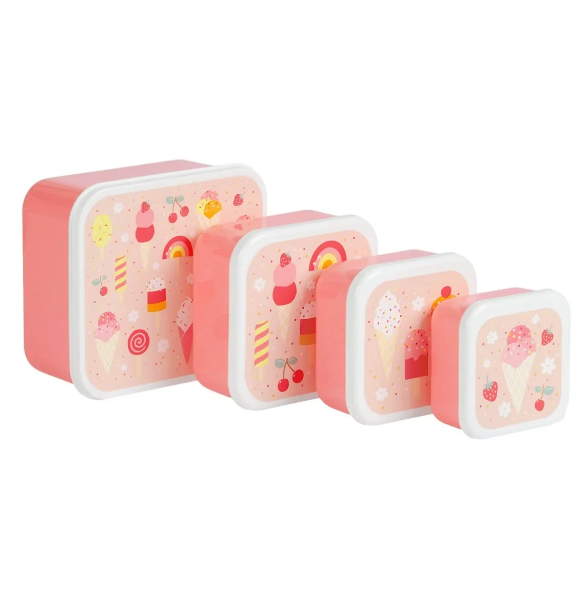A Little Lovely Company Ijsjes lunchbox set 4-delig roze