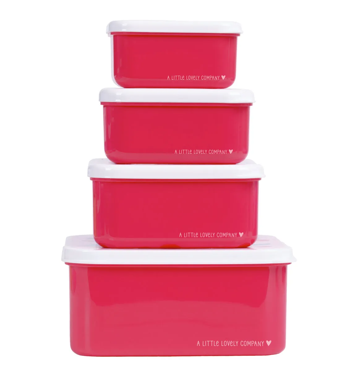 A Little Lovely Company Lunch & snack box set kersen roze 4-delig