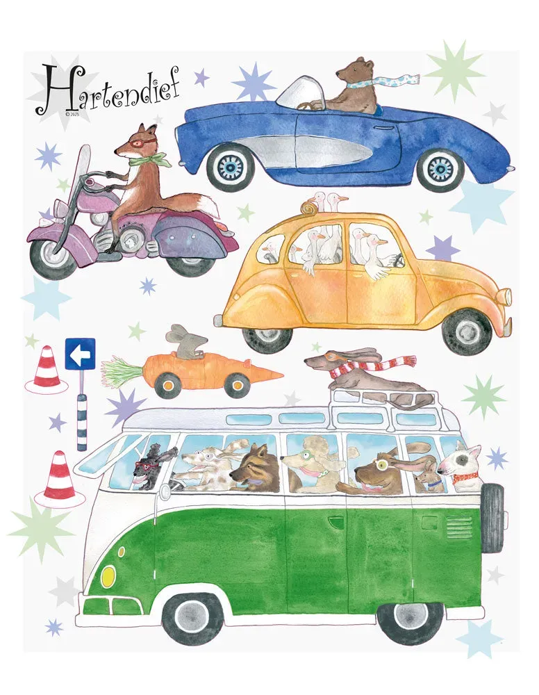 Hartendief Just Cruising muursticker 48x58 cm voertuigen