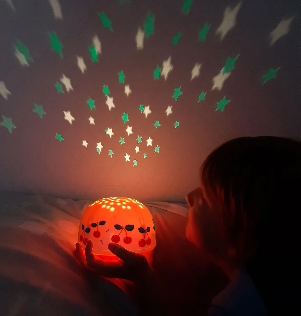 A Little Lovely Company Kersen projectorlamp sterren roze draadloos