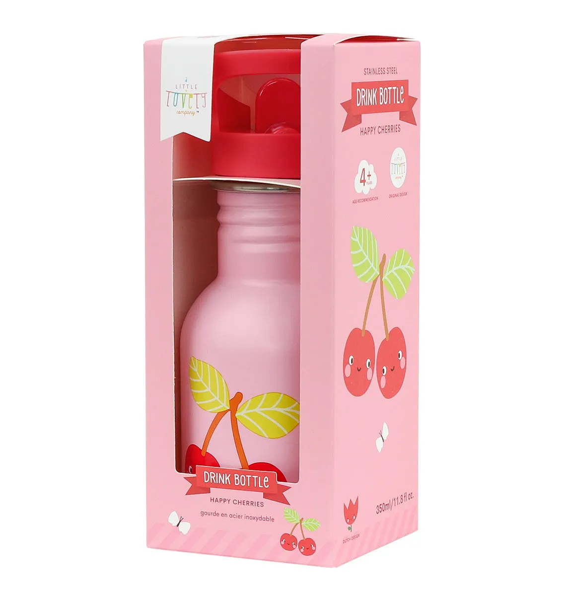 A Little Lovely Company kleine RVS drinkfles kersen 350 ml