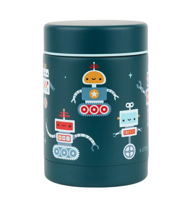 A Little Lovely Company Robots RVS voedselpot 300 ml geïsoleerd
