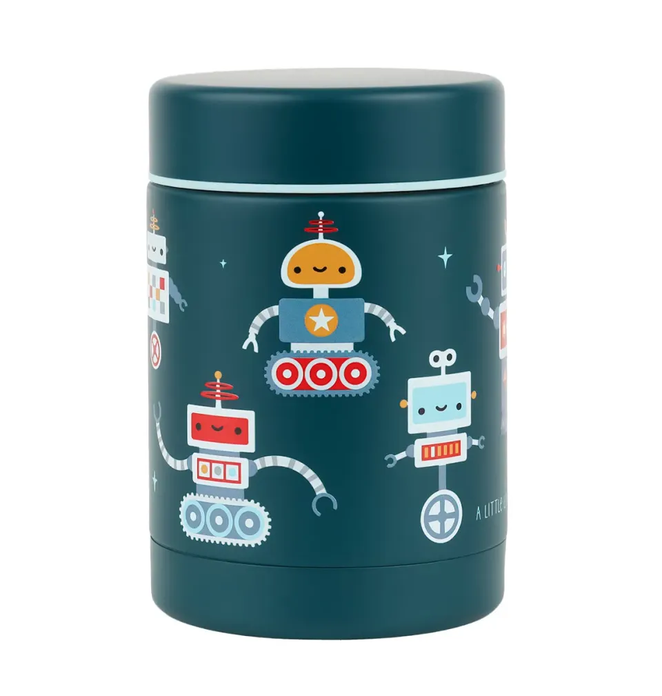 A Little Lovely Company Robots RVS voedselpot 300 ml geïsoleerd