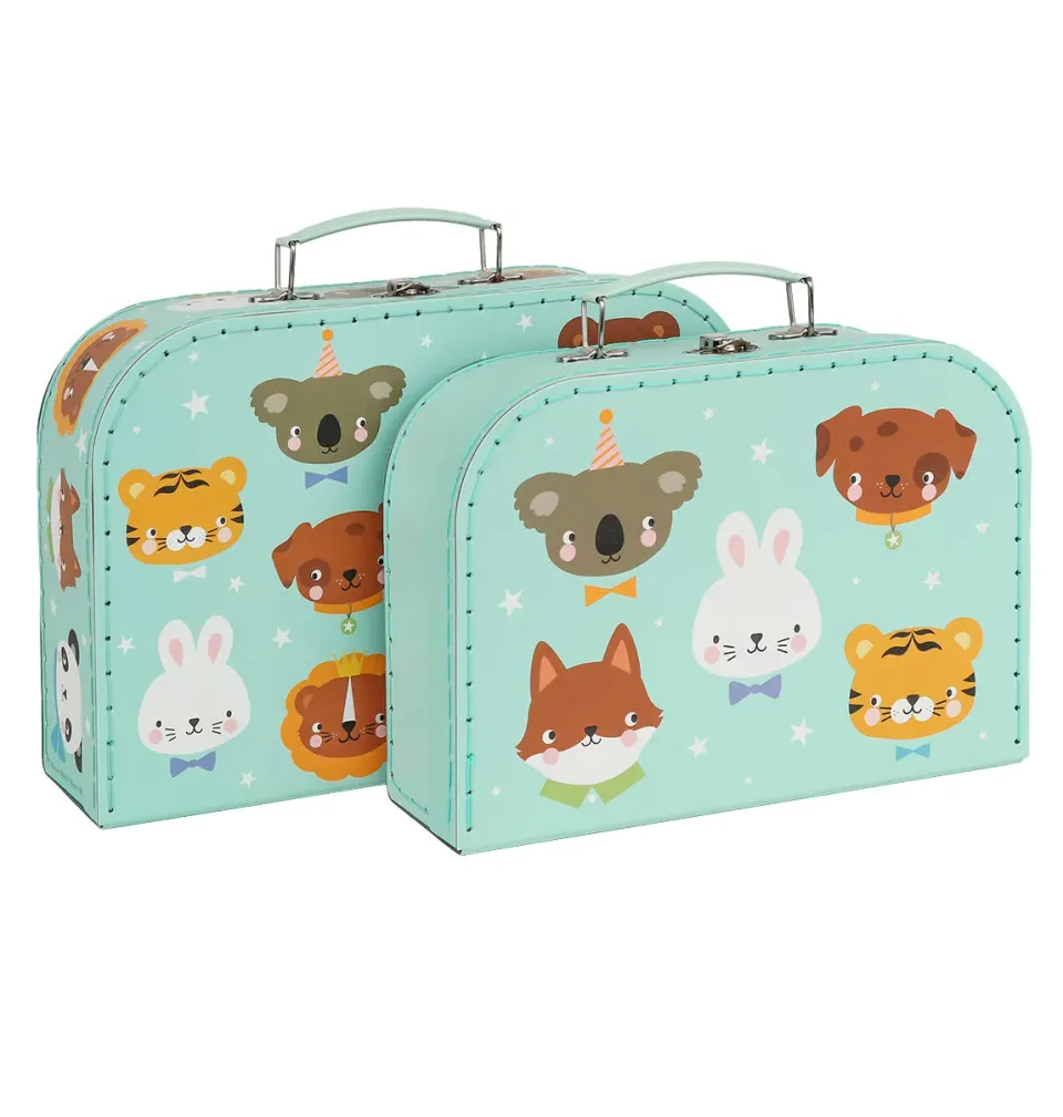 A Little Lovely Company Dierenvriendjes kofferset 2-delig mint