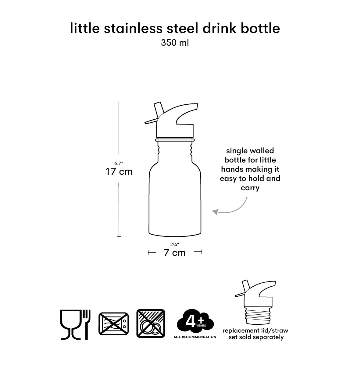 A Little Lovely Company Dinosaurus kleine RVS drinkfles 350 ml