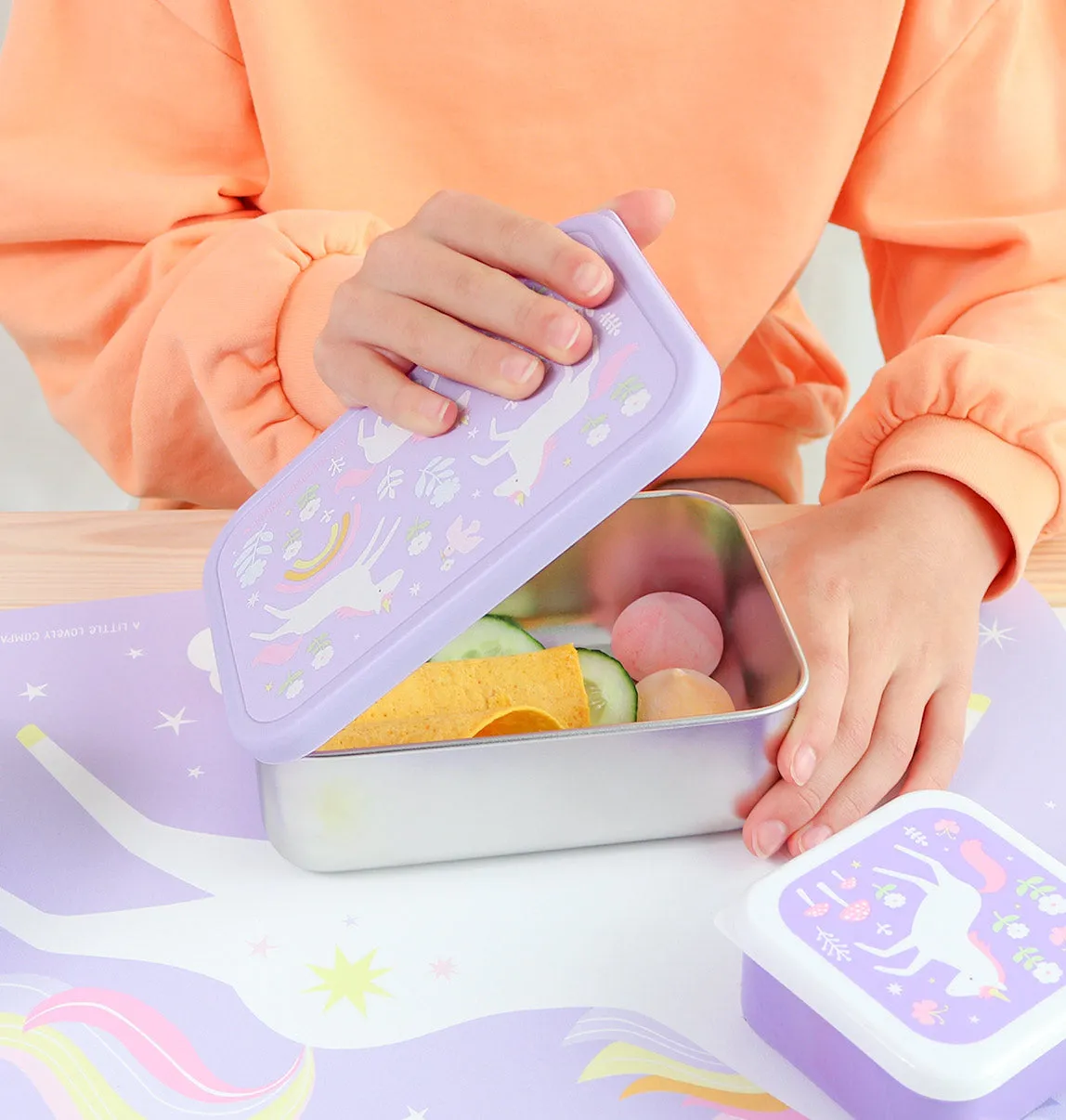 A Little Lovely Company Unicorn Dreams RVS lunchbox met PP-deksel