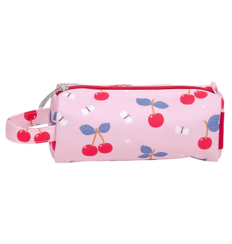 A Little Lovely Company Kersen etui roze gevoerd met handvat