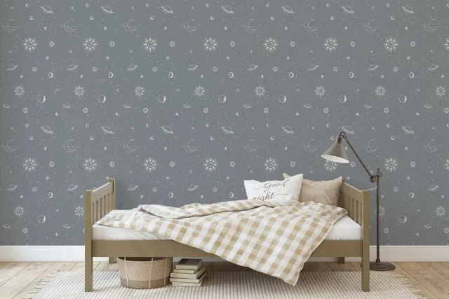 Little Amour Space Stars behang blauw 1 rol sterren