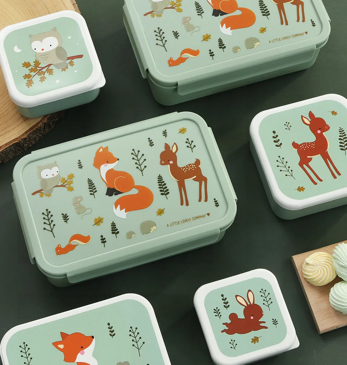 A Little Lovely Company Bosvriendjes bento lunchbox mint 2-vaks