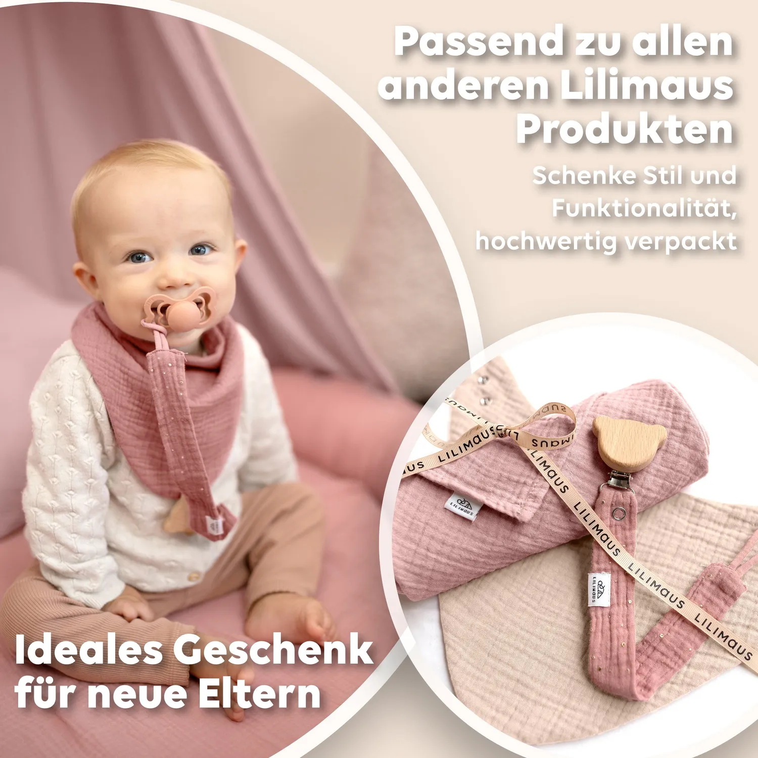 Lilimaus slabbetjes Beigerosa musselin katoen 3 stuks baby