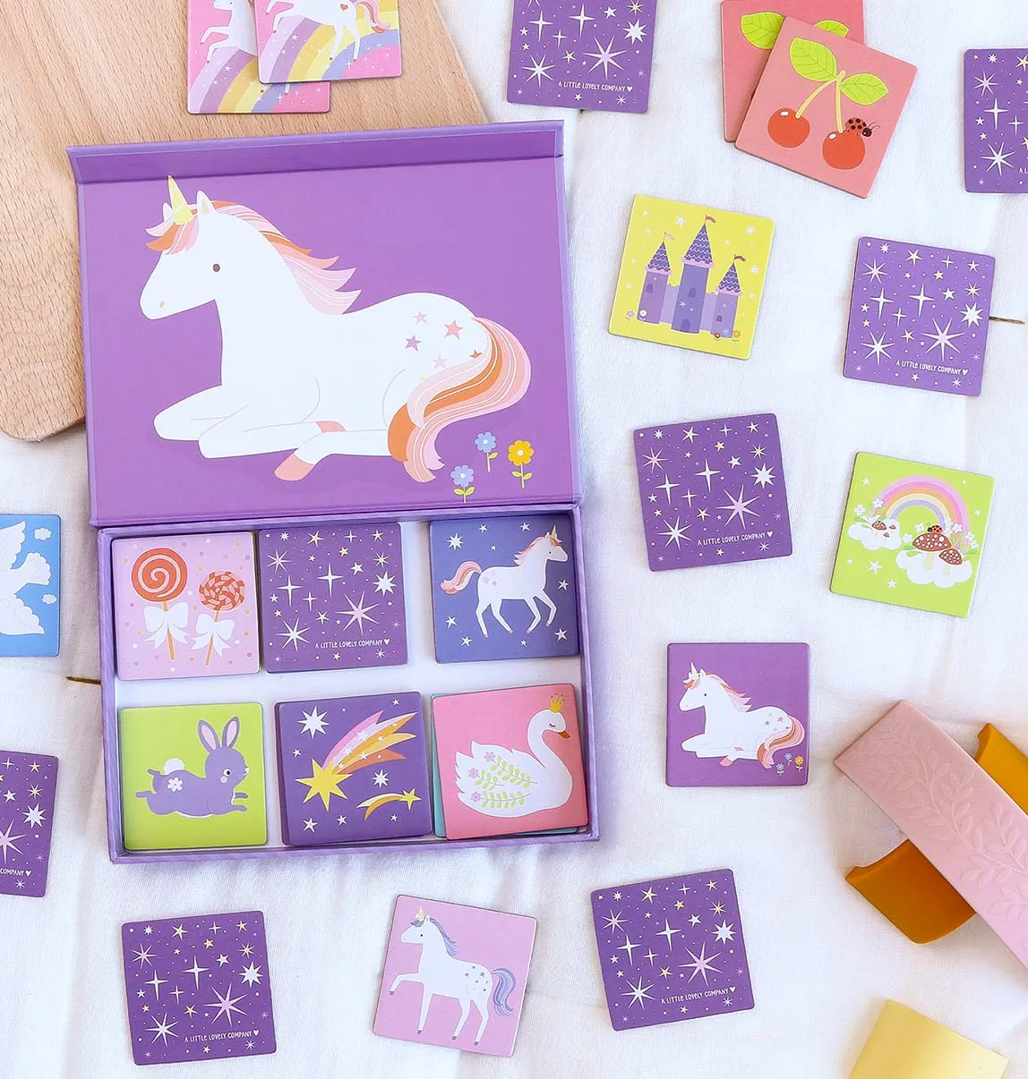 A Little Lovely Company Unicorn Dreams memory spel 15 paren