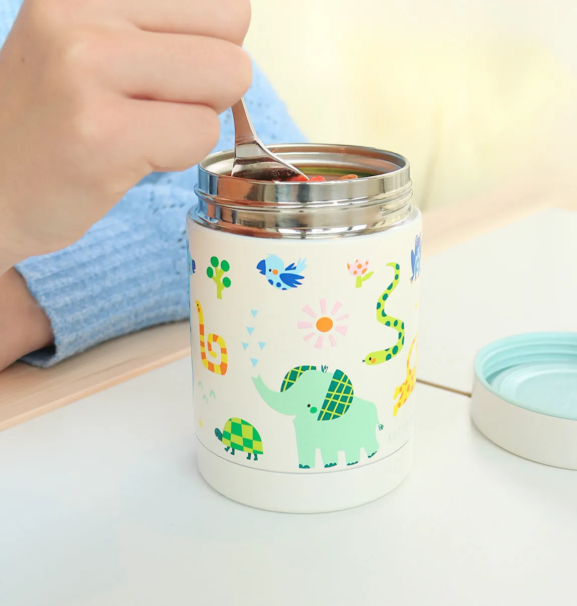 A Little Lovely Company RVS voedselpot jungle 300 ml dubbelwandig
