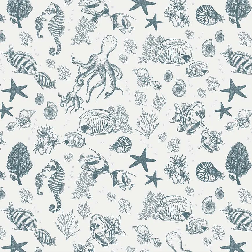 Little Amour Little Underwater World dierenbehang blauw 1 rol