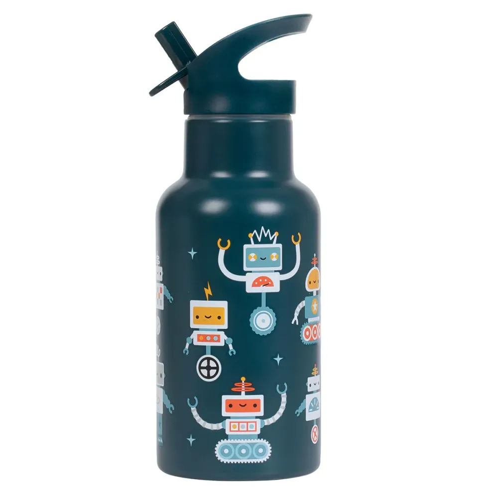 A Little Lovely Company Robots RVS drinkfles 350 ml – dubbelwandig