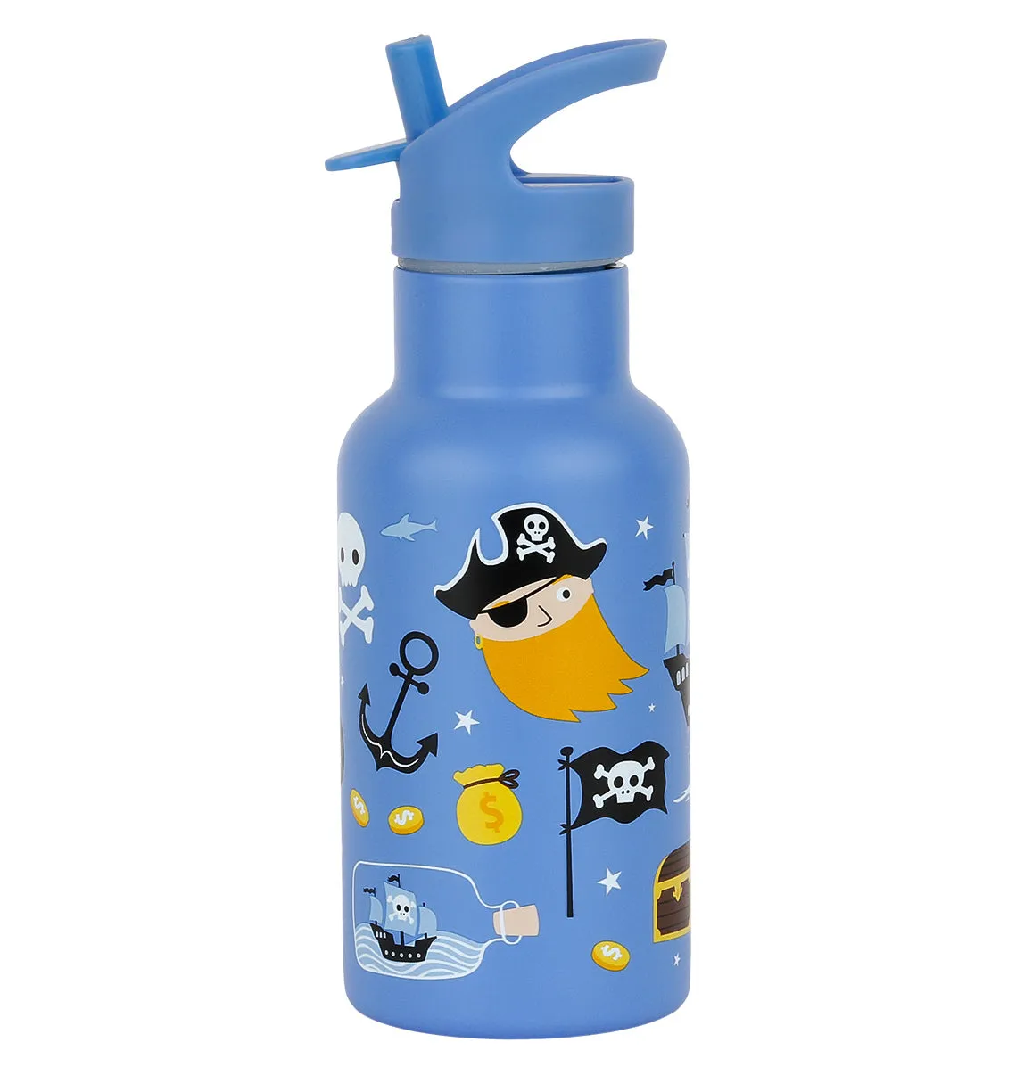 A Little Lovely Company Piraten RVS drinkfles 350 ml blauw