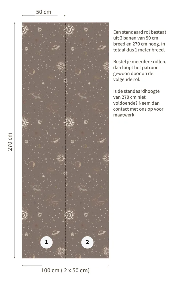 Little Amour Space Stars ruimtebehang warm bruin 1 rol