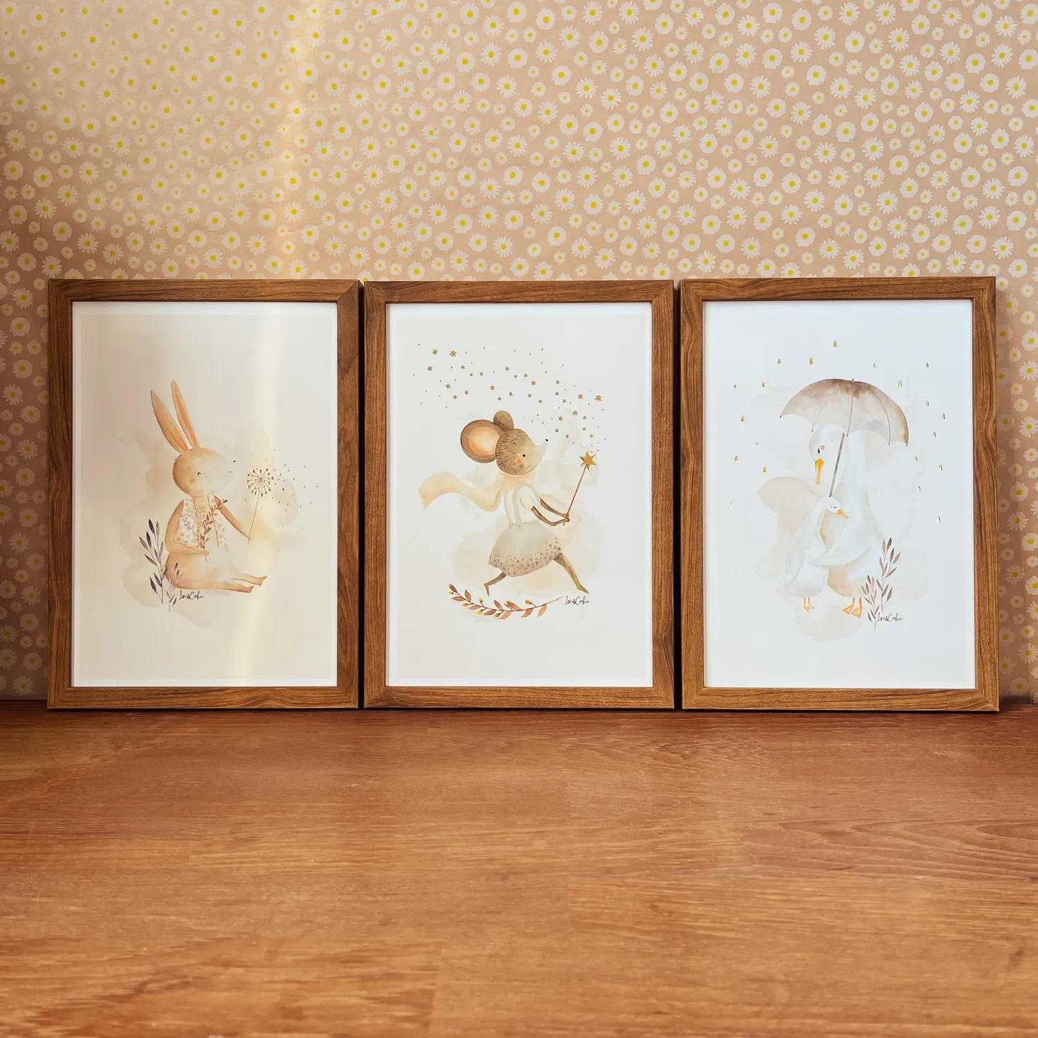Lori & Cookie Kidsdeco Mia Konijn posterset A4 van 3 goudfolie