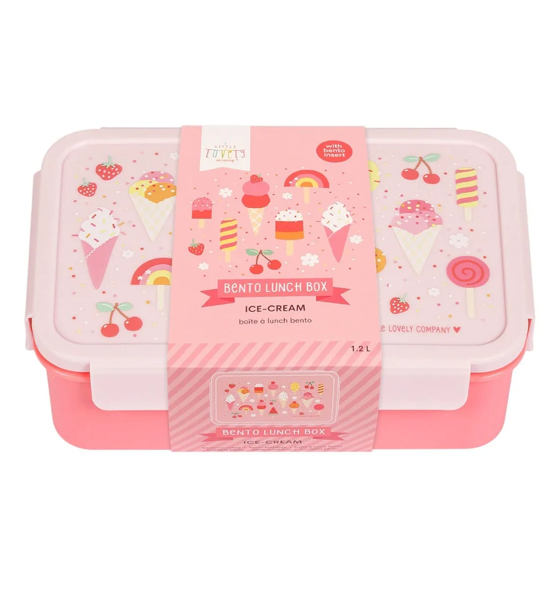 A Little Lovely Company IJsjes bento lunchbox roze met vakjes