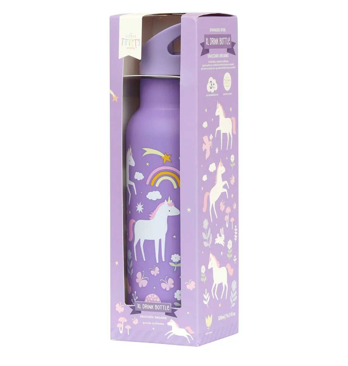 A Little Lovely Company Unicorn Dreams XL drinkfles 500 ml RVS