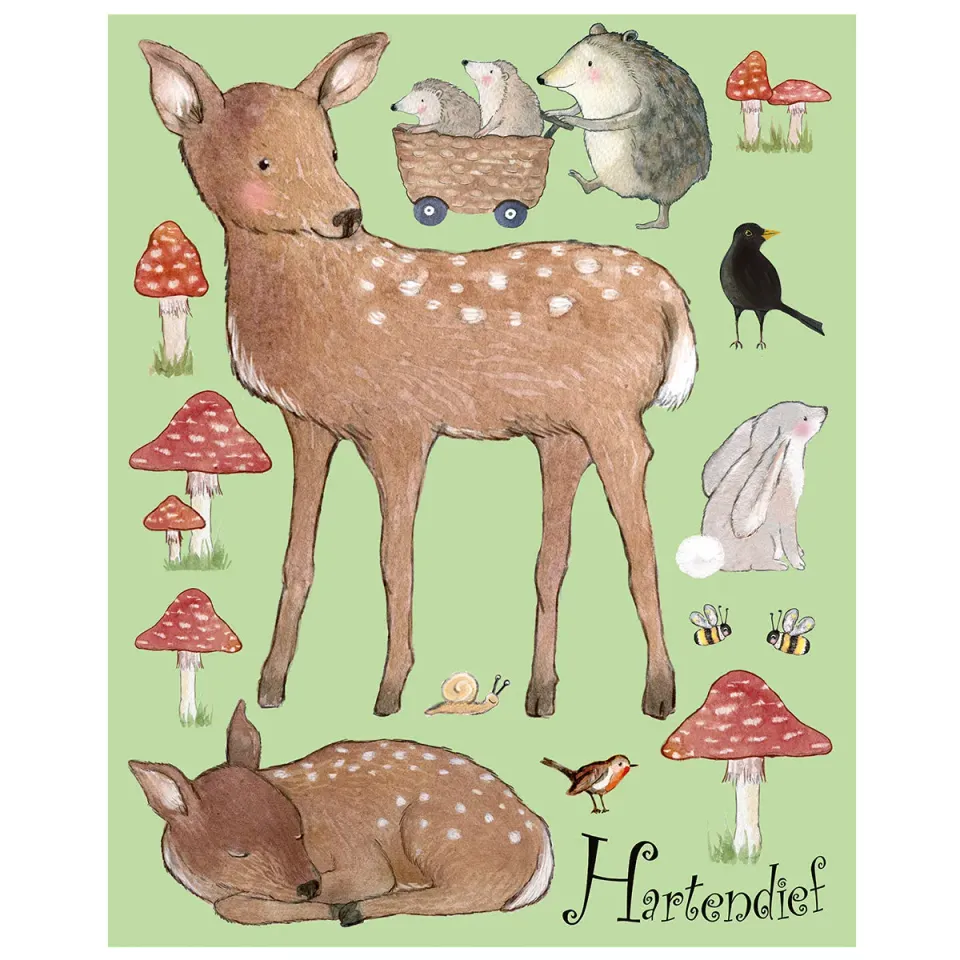 Hartendief Hertje en Vrienden muursticker 46x57 cm mat