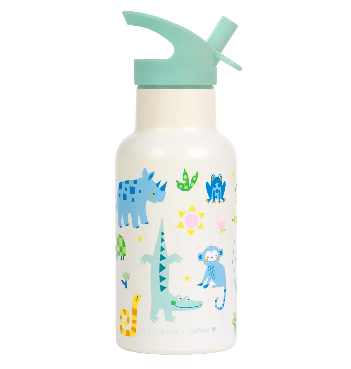 A Little Lovely Company Jungle RVS drinkfles 350 ml dubbelwandig