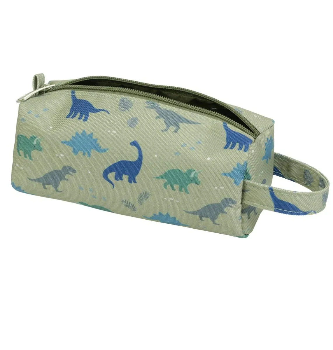 A Little Lovely Company Dinosaurussen etui kakigroen – rits