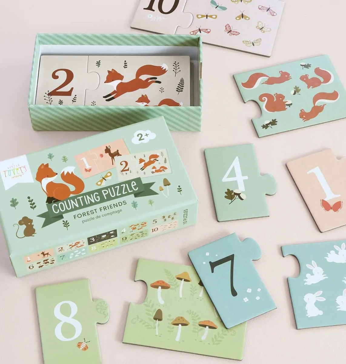 A Little Lovely Company Bosvriendjes telpuzzel 10-delig leren tellen