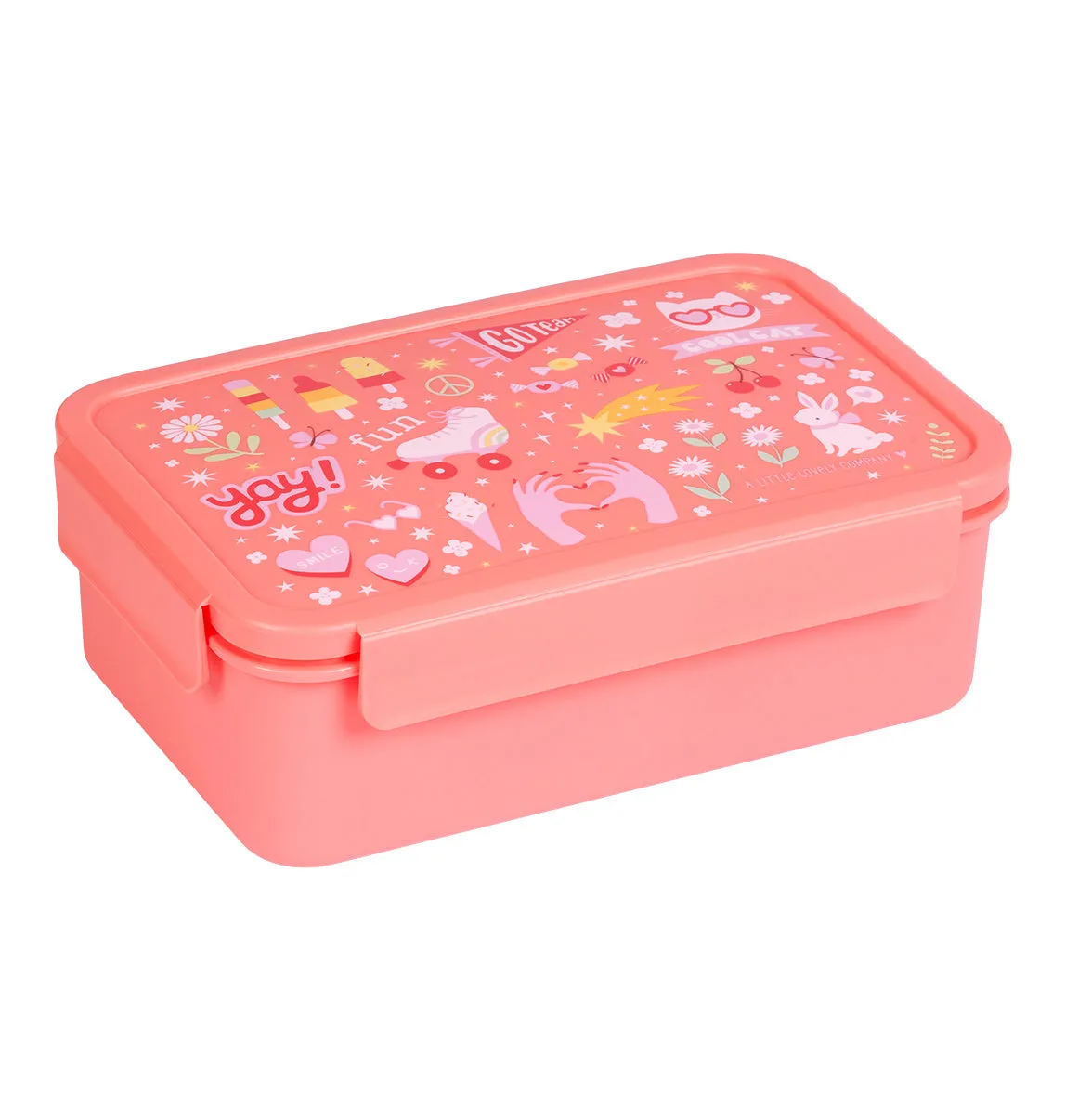 A Little Lovely Company Fun bento lunchbox koraalroze vakken