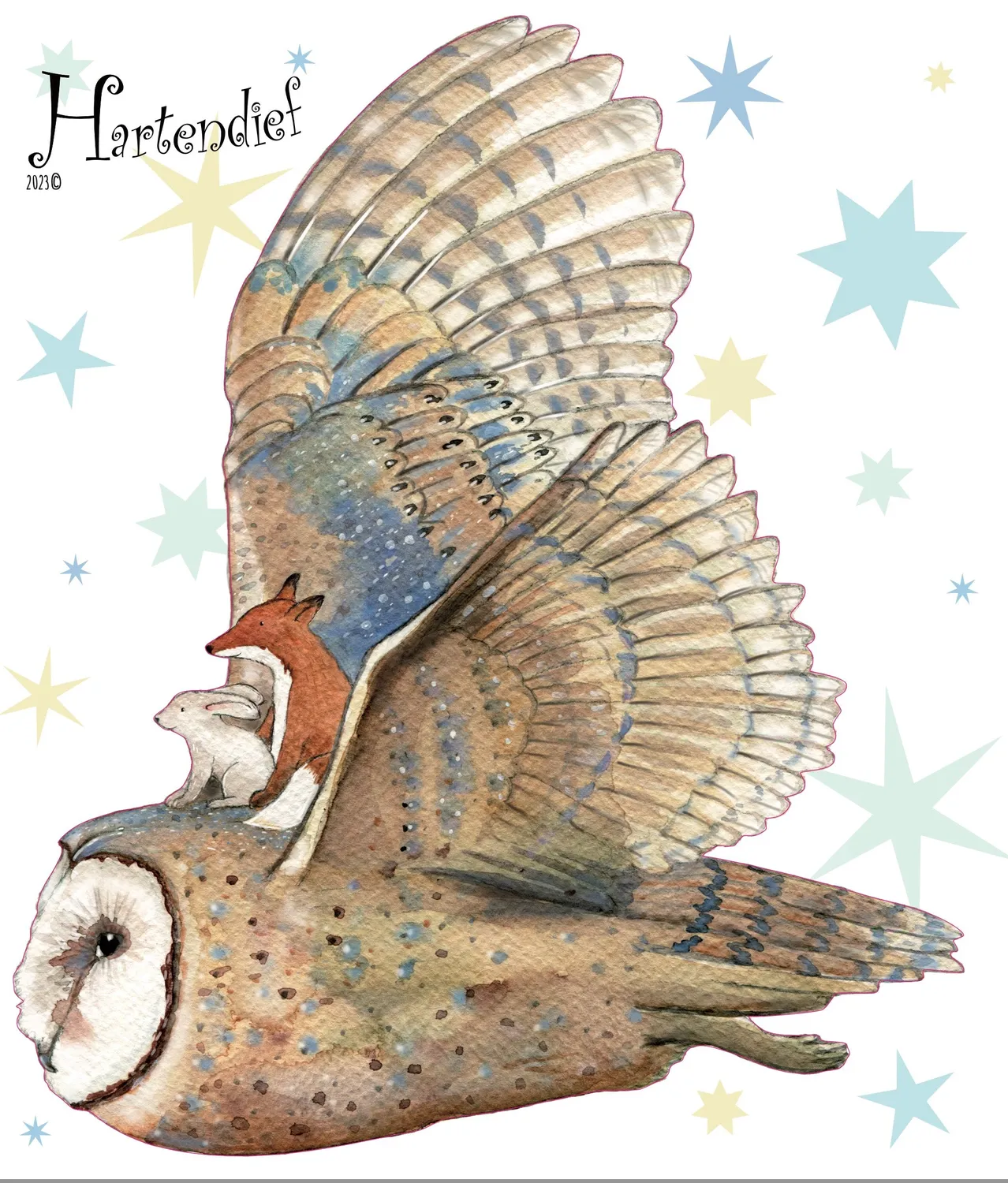 Hartendief Uil muursticker 46x55 cm herplaatsbaar