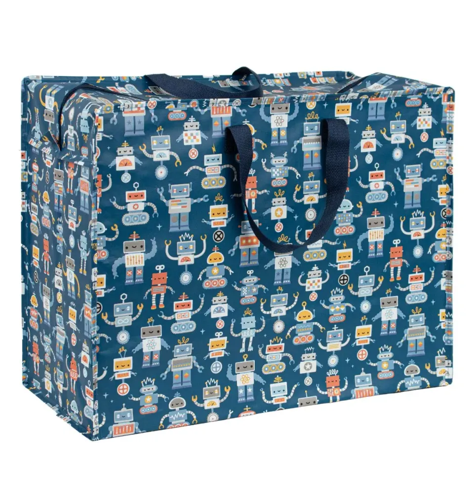 A Little Lovely Company XL Opbergtas Robots gerecycled plastic