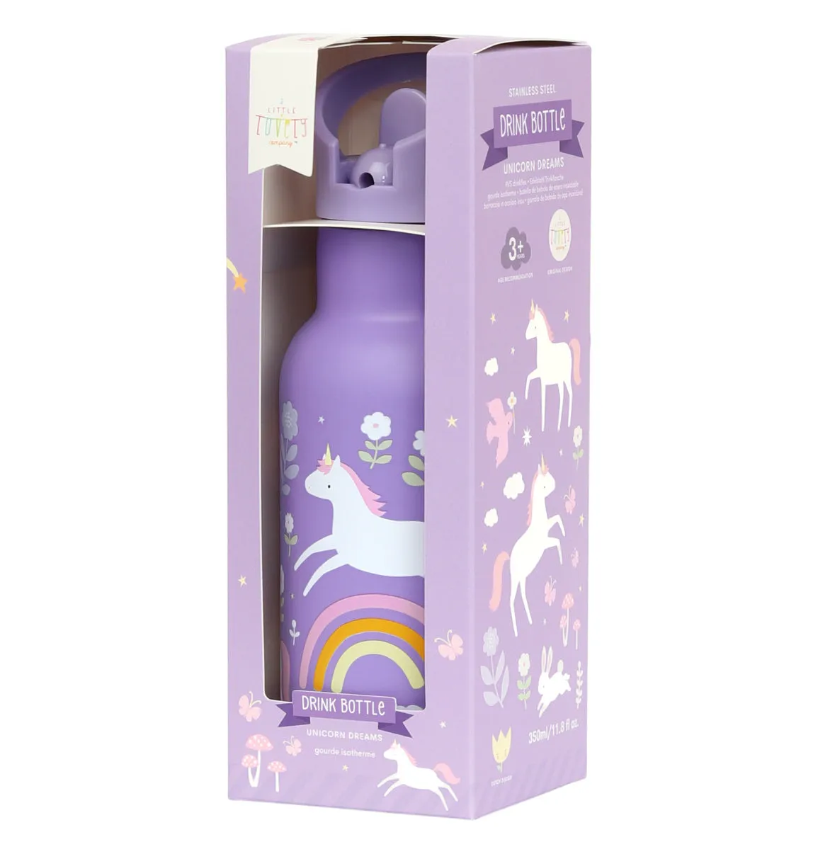 A Little Lovely Company Unicorn Dreams rvs drinkfles 350 ml