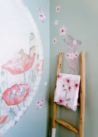 Hartendief Little Mouse muursticker 32x46 cm bloemen